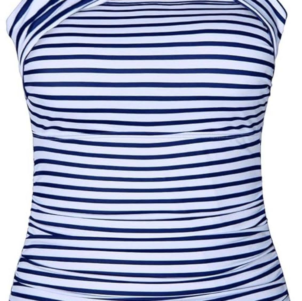 Tempt Me Tankini Ruched One Shoulder & Lands End Bottom 14-16 - Picture 5 of 6